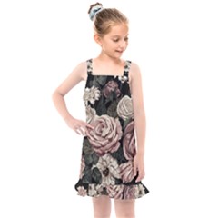 Elegant Seamless Pattern Blush Toned Rustic Flowers Kids  Overall Dress by Vaneshart