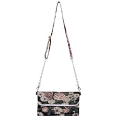 Elegant Seamless Pattern Blush Toned Rustic Flowers Mini Crossbody Handbag by Vaneshart