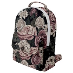 Elegant Seamless Pattern Blush Toned Rustic Flowers Flap Pocket Backpack (small) by Vaneshart