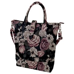 Elegant Seamless Pattern Blush Toned Rustic Flowers Buckle Top Tote Bag by Vaneshart