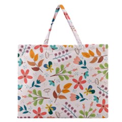 Colorful Ditsy Floral Print Background Zipper Large Tote Bag by Vaneshart