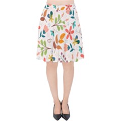 Colorful Ditsy Floral Print Background Velvet High Waist Skirt by Vaneshart