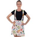 Colorful Ditsy Floral Print Background Velvet Suspender Skater Skirt View1