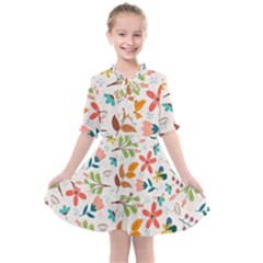 Colorful Ditsy Floral Print Background Kids  All Frills Chiffon Dress by Vaneshart