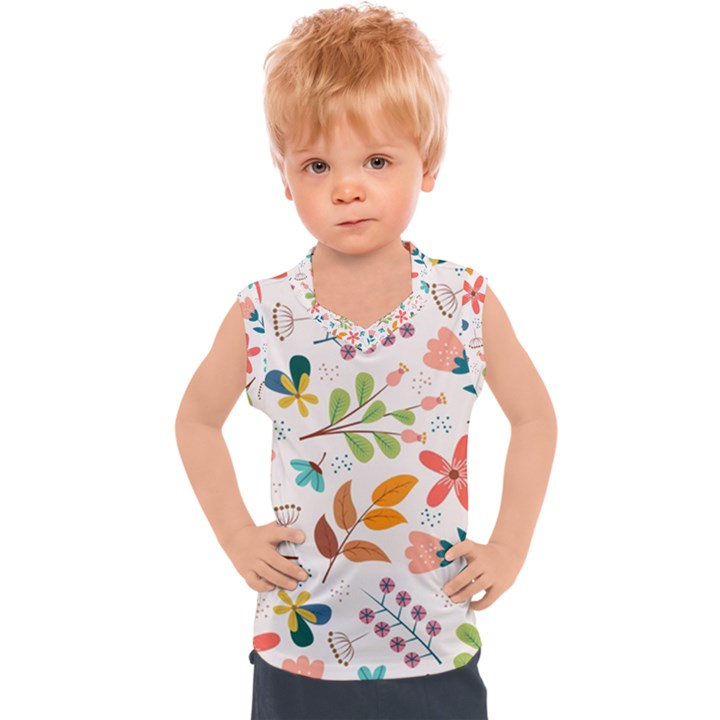 Colorful Ditsy Floral Print Background Kids  Sport Tank Top