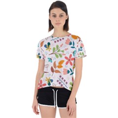 Colorful Ditsy Floral Print Background Open Back Sport Tee