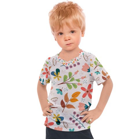 Colorful Ditsy Floral Print Background Kids  Sports Tee by Vaneshart