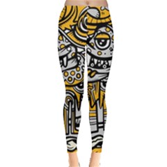 Crazy Abstract Doodle Social Doodle Drawing Style Leggings  by Vaneshart