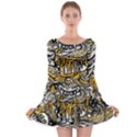 Crazy Abstract Doodle Social Doodle Drawing Style Long Sleeve Skater Dress View1