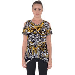 Crazy Abstract Doodle Social Doodle Drawing Style Cut Out Side Drop Tee by Vaneshart