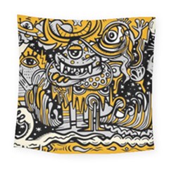 Crazy Abstract Doodle Social Doodle Drawing Style Square Tapestry (large) by Vaneshart