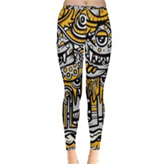 Crazy Abstract Doodle Social Doodle Drawing Style Inside Out Leggings by Vaneshart