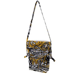 Crazy Abstract Doodle Social Doodle Drawing Style Folding Shoulder Bag by Vaneshart