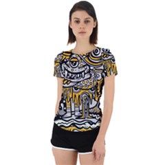 Crazy Abstract Doodle Social Doodle Drawing Style Back Cut Out Sport Tee