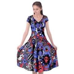 Cute Halloween Monsters Set Background Cap Sleeve Wrap Front Dress by Vaneshart