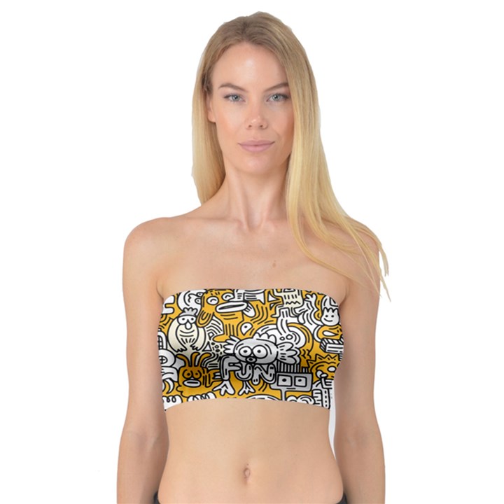 Hand Drawn Vector Illustration Doodle Funny World Bandeau Top