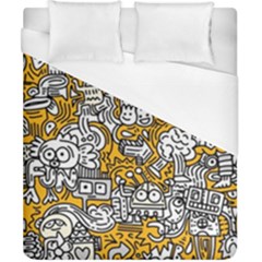 Hand Drawn Vector Illustration Doodle Funny World Duvet Cover (california King Size) by Vaneshart