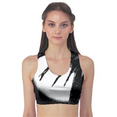 Black And White Tropical Moonscape Illustration Sports Bra