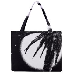 Black And White Tropical Moonscape Illustration Mini Tote Bag