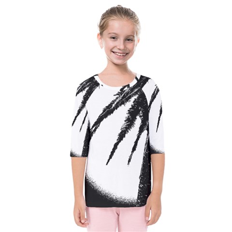 Black And White Tropical Moonscape Illustration Kids  Quarter Sleeve Raglan Tee by dflcprintsclothing