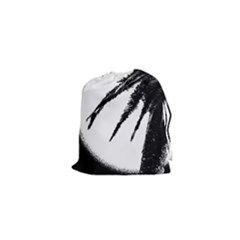 Black And White Tropical Moonscape Illustration Drawstring Pouch (xs)