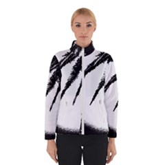 Black And White Tropical Moonscape Illustration Winter Jacket by dflcprintsclothing