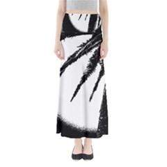 Black And White Tropical Moonscape Illustration Full Length Maxi Skirt by dflcprintsclothing