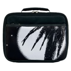 Black And White Tropical Moonscape Illustration Lunch Bag by dflcprintsclothing