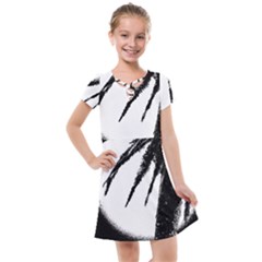 Black And White Tropical Moonscape Illustration Kids  Cross Web Dress by dflcprintsclothing