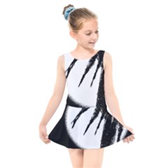 Black And White Tropical Moonscape Illustration Kids  Skater Dress Swimsuit