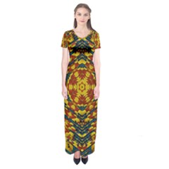 Yuppie And Hippie Art With Some Bohemian Style In Short Sleeve Maxi Dress by pepitasart