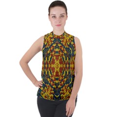 Yuppie And Hippie Art With Some Bohemian Style In Mock Neck Chiffon Sleeveless Top by pepitasart