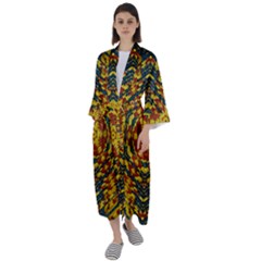 Yuppie And Hippie Art With Some Bohemian Style In Maxi Satin Kimono