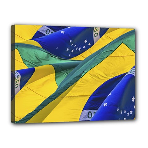 Brazil Flags Waving Background Canvas 16  X 12  (stretched) by dflcprintsclothing