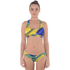 Brazil Flags Waving Background Cross Back Hipster Bikini Set by dflcprintsclothing