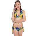 Brazil Flags Waving Background Tie It Up Bikini Set View1