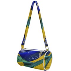 Brazil Flags Waving Background Mini Cylinder Bag by dflcprintsclothing