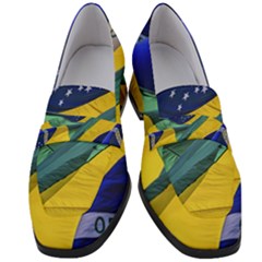 Brazil Flags Waving Background Women s Chunky Heel Loafers by dflcprintsclothing