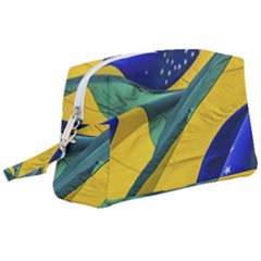 Brazil Flags Waving Background Wristlet Pouch Bag (large)