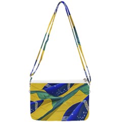 Brazil Flags Waving Background Double Gusset Crossbody Bag by dflcprintsclothing