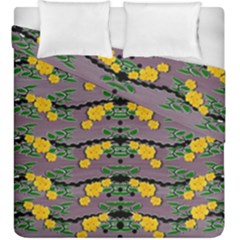 Plumeria And Frangipani Temple Flowers Ornate Duvet Cover Double Side (king Size) by pepitasart