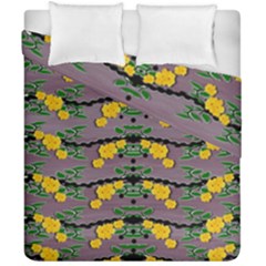 Plumeria And Frangipani Temple Flowers Ornate Duvet Cover Double Side (california King Size) by pepitasart