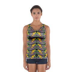 Plumeria And Frangipani Temple Flowers Ornate Sport Tank Top  by pepitasart