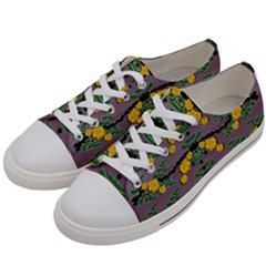 Plumeria And Frangipani Temple Flowers Ornate Women s Low Top Canvas Sneakers by pepitasart