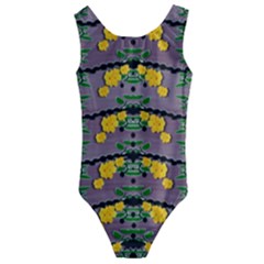 Plumeria And Frangipani Temple Flowers Ornate Kids  Cut-out Back One Piece Swimsuit by pepitasart