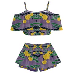 Plumeria And Frangipani Temple Flowers Ornate Kids  Off Shoulder Skirt Bikini by pepitasart