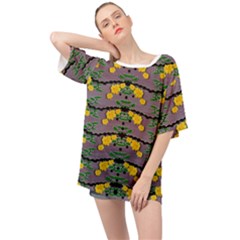 Plumeria And Frangipani Temple Flowers Ornate Oversized Chiffon Top by pepitasart