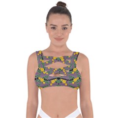 Plumeria And Frangipani Temple Flowers Ornate Bandaged Up Bikini Top by pepitasart