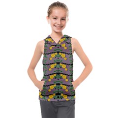 Plumeria And Frangipani Temple Flowers Ornate Kids  Sleeveless Hoodie by pepitasart