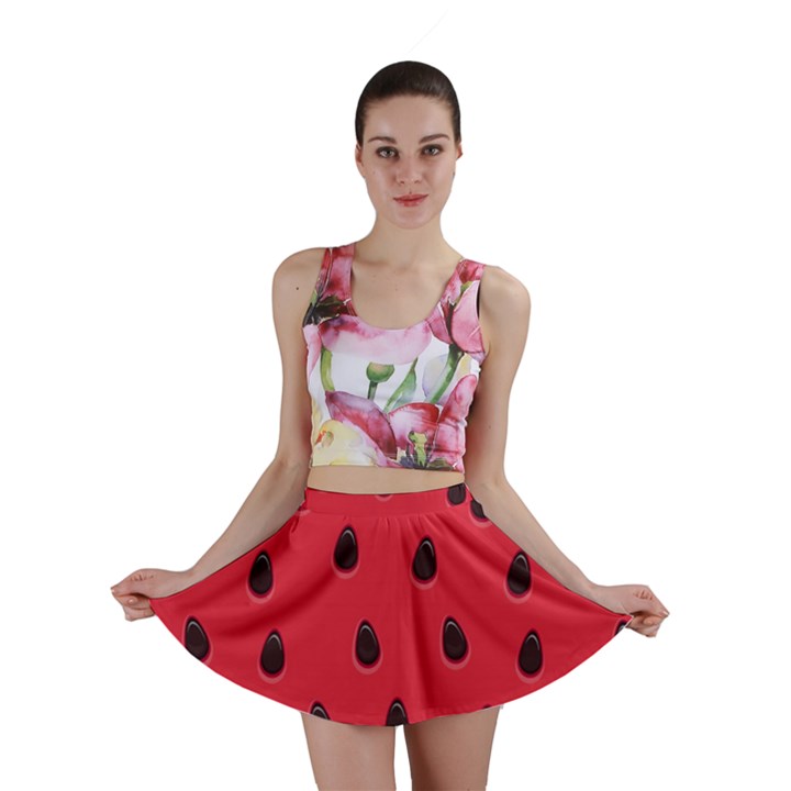 Seamless Watermelon Surface Texture Mini Skirt